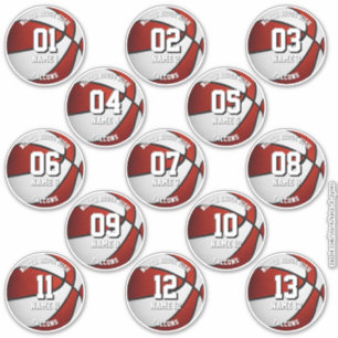 Sticker joueur de basketball blanc rouge noms