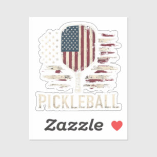 Sticker Joueur de Pickleball Drapeau américain Rétro Paddl