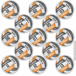 Sticker joueur de volley-ball noir girly jeu de 13