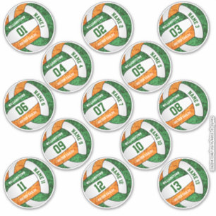 Sticker joueur de volley-ball orange ceint de 13