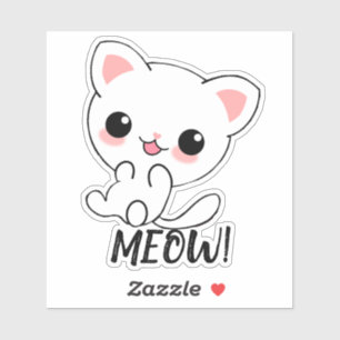 Sticker Joueur Kawaii White Kitten personnalisé