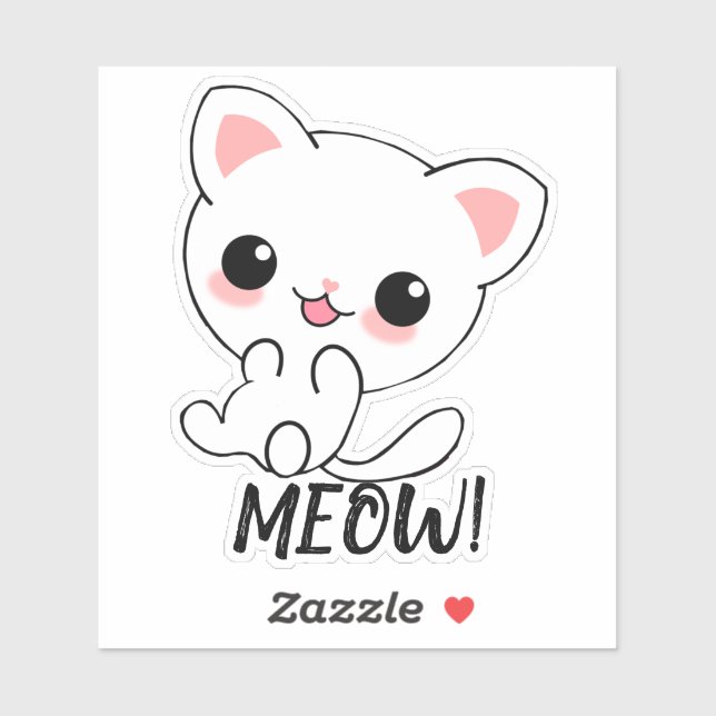 Sticker Joueur Kawaii White Kitten personnalisé (Feuille)