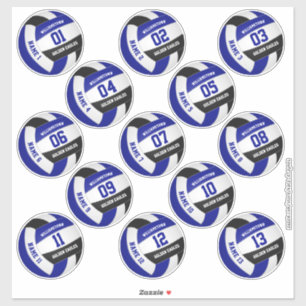 Sticker joueurs de volley-ball noms bleu noir ensemble de 
