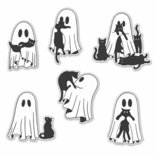 Sticker Joueurs Ghosts mignon Ghost et Black Cat Pack