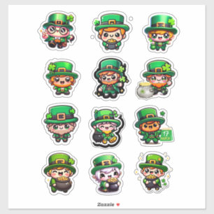 Sticker Jour de Cute Kawaii Leprechaun St. Patty