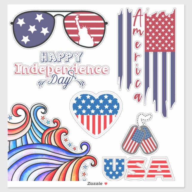 Sticker Jour de l'Indépendance Jeu patriotique (Feuille)