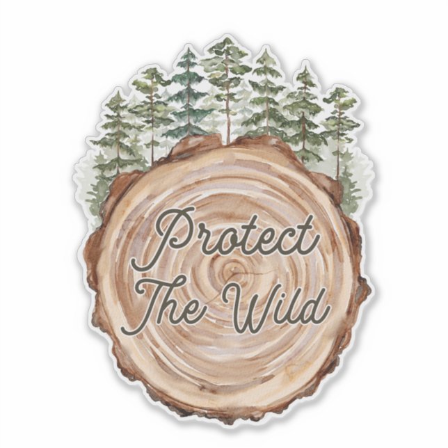 Sticker Jour des terres Devis Bois Disque Pins Arbres Envi (Devant)