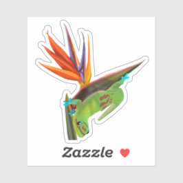 Sticker Jour gecko sur Oiseau du Paradis