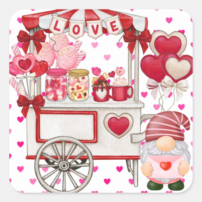 Sticker Jour Valentines de bonbons Gnome mignonne (Devant)