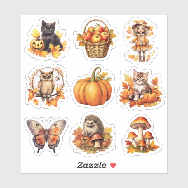 Sticker Journal Autumn watercolor scrapbook papeterie (Feuille)