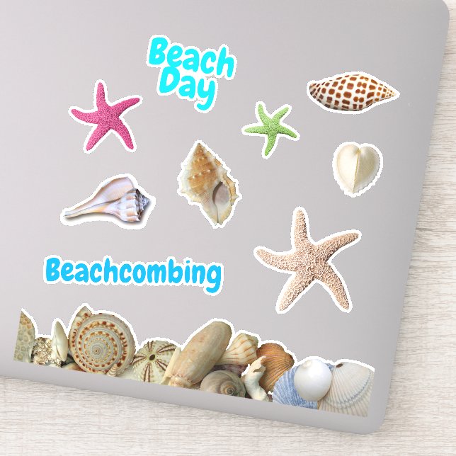 Sticker Journée de plage Coquillages Étoiles de mer Scrapb (Détail)