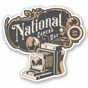 Sticker Journée nationale de la caméra, caméra vintage