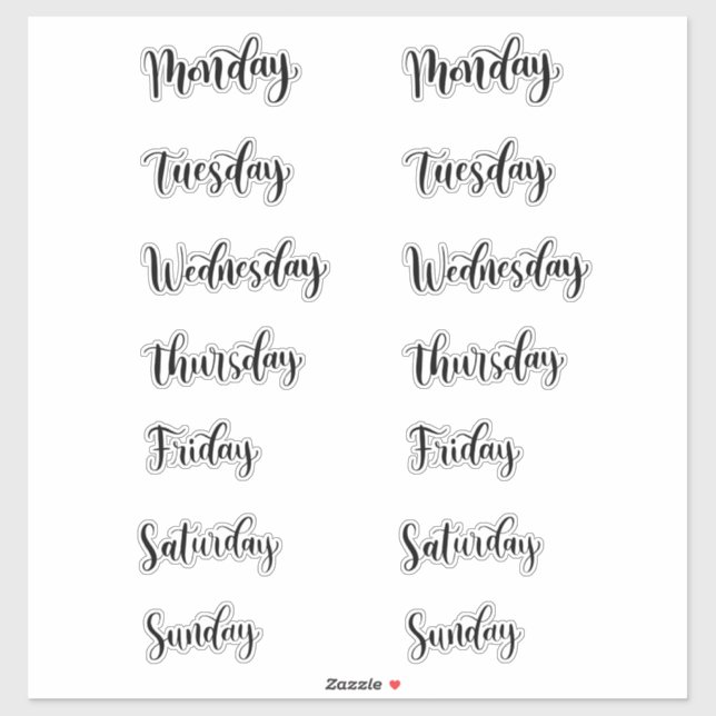 Sticker Jours de la semaine (Feuille)