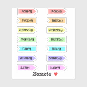 Sticker Jours de la semaine Pastel Rainbow Planner Script