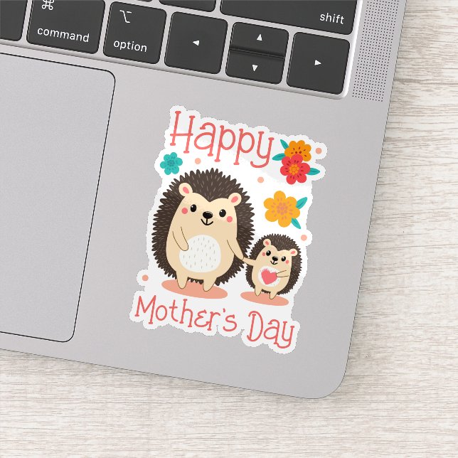 Sticker Joyeuse Fête des Mères Maman et bébé Hérisson (Détail)