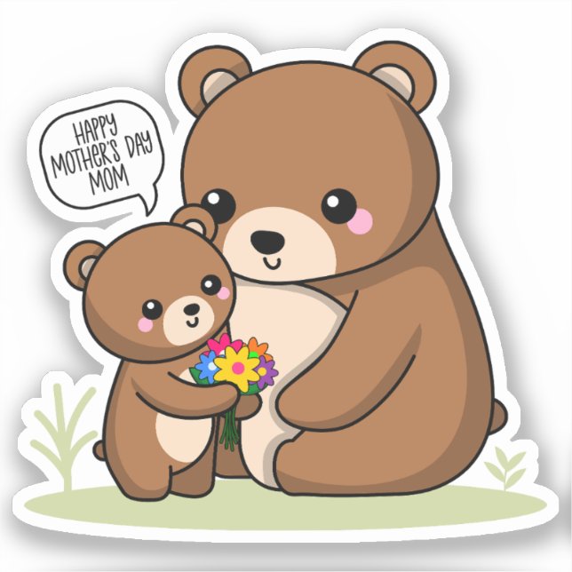 Sticker Joyeuse fête des mères Maman mignonne Mama Bear an (Recto)