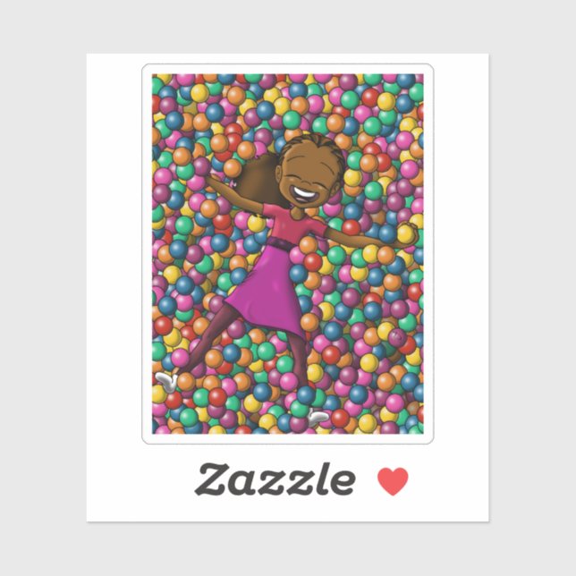 Sticker Joyeuse Fille Africaine Américaine (Feuille)