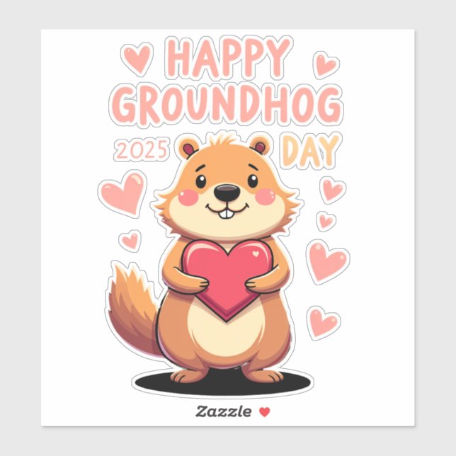Sticker Joyeuse journée Goundhog (Feuille)