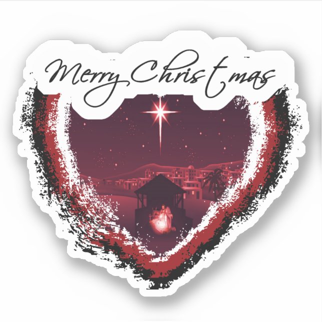 Sticker Joyeuse natalité de coeur de Noël (Devant)