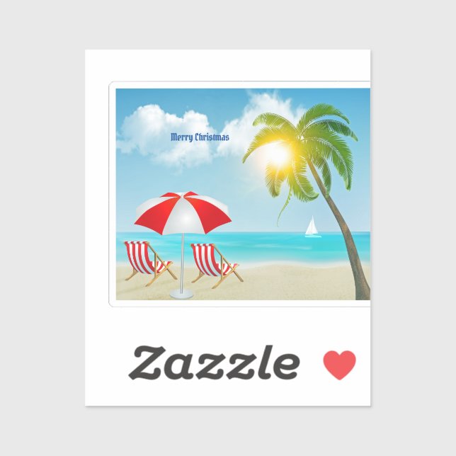 Sticker Joyeuse plage de Noël (Feuille)