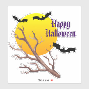 Sticker Joyeuses chauves-souris d'Halloween et la lune