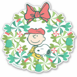 Sticker Joyeuses fêtes   Wreath de bonbon de menthe poivré