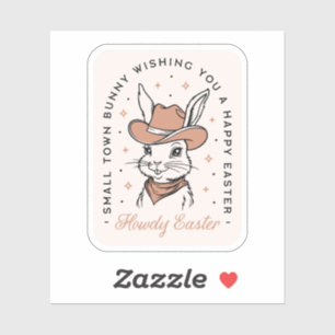 Sticker Joyeuses Pâques cow-boy lapin western campagne voe