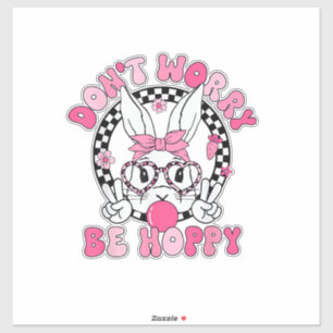 Sticker Joyeuses Pâques Lapin Groovy Visage Ne vous inquié
