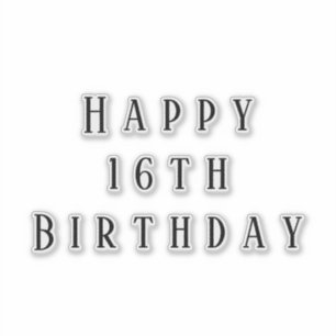 Sticker Joyeux 16e anniversaire Seize âge personnalisé sim
