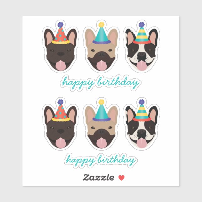 Sticker Joyeux anniversaire Casquettes français de la Fête (Feuille)
