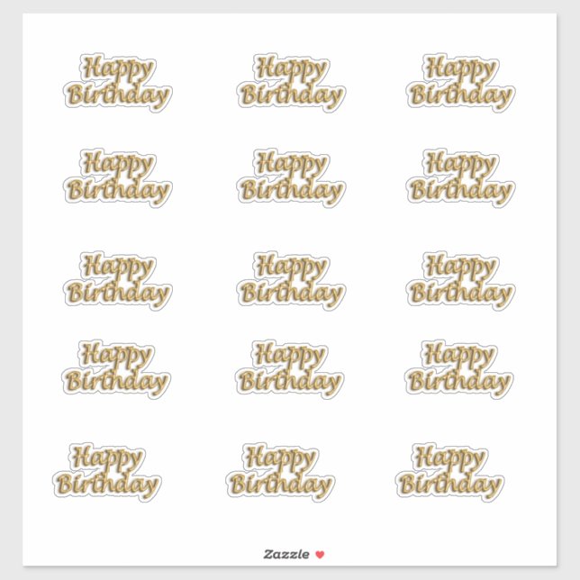Sticker Joyeux anniversaire en or style ballon texte moder (Feuille)