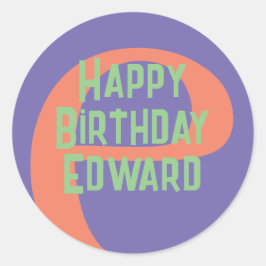 Sticker joyeux anniversaire mauve menthe corail