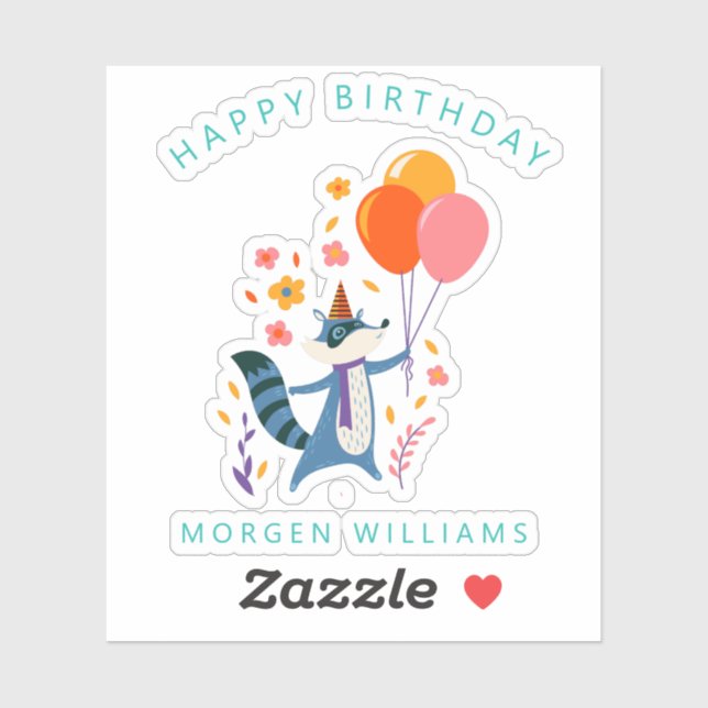 Sticker Joyeux anniversaire mignon fox d'anniversaire (Feuille)
