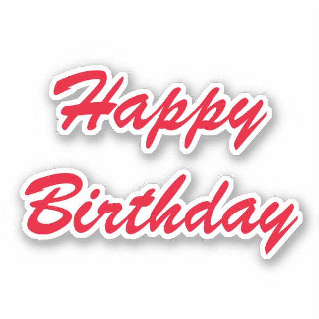 Sticker Joyeux Anniversaire minimaliste rouge coloré texte (Devant)