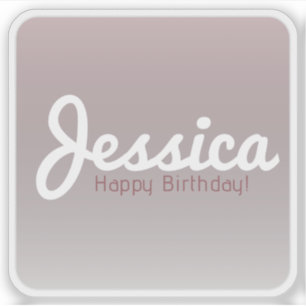 Sticker Joyeux anniversaire, Nom personnalisable   Rose Om