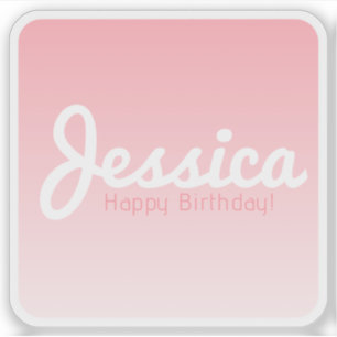 Sticker Joyeux anniversaire, Nom personnalisable Rose ro
