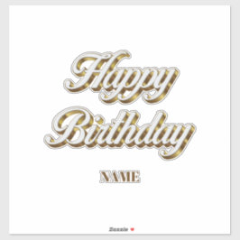 Sticker Joyeux Anniversaire Or Élégante Typographie Sac ca