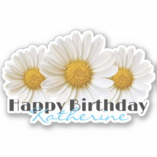 Sticker Joyeux Anniversaire Personnalisé Nom Blancs Maisie
