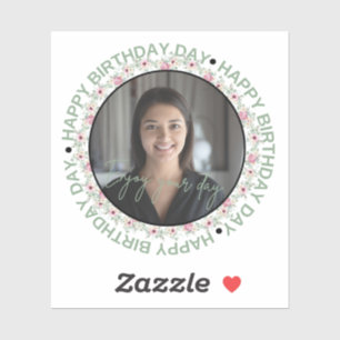 Sticker Joyeux Anniversaire Rond de photo personnalisé s