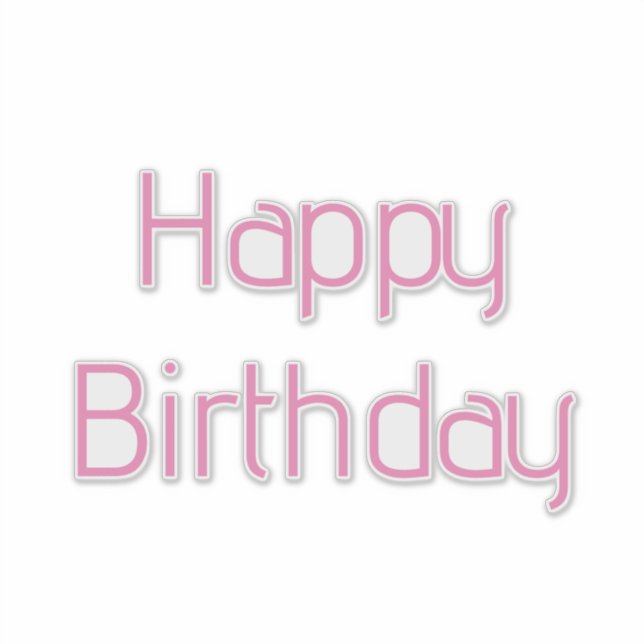Sticker Joyeux Anniversaire rose Couleur personnalisée Sim (Devant)