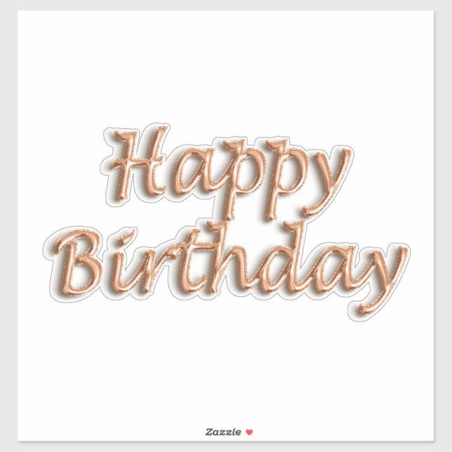 Sticker Joyeux anniversaire rose en or style ballon texte (Feuille)