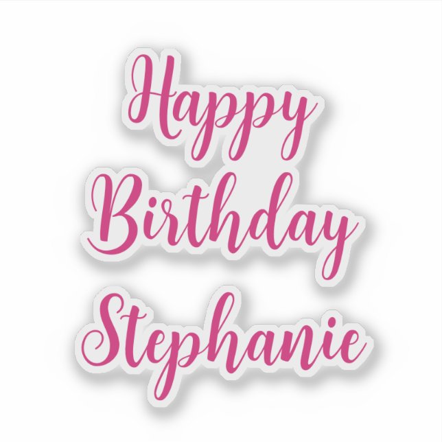 Sticker Joyeux Anniversaire Simple Personnalisé Nom Fille  (Devant)