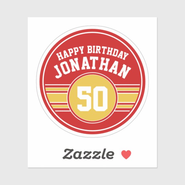 Sticker Joyeux Anniversaire Sports Stripes avec Age Gold R (Feuille)