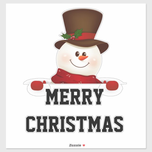 Sticker Joyeux bonhomme de neige de Noël (Feuille)