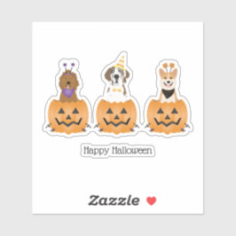 Sticker Joyeux Chiens D'Halloween En Citrouille