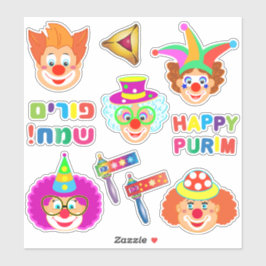 Sticker Joyeux Clowns Purim Festival Symboles de Fêtes