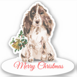 Sticker Joyeux Cocker de Noël Spaniel CustomCut Vinyl