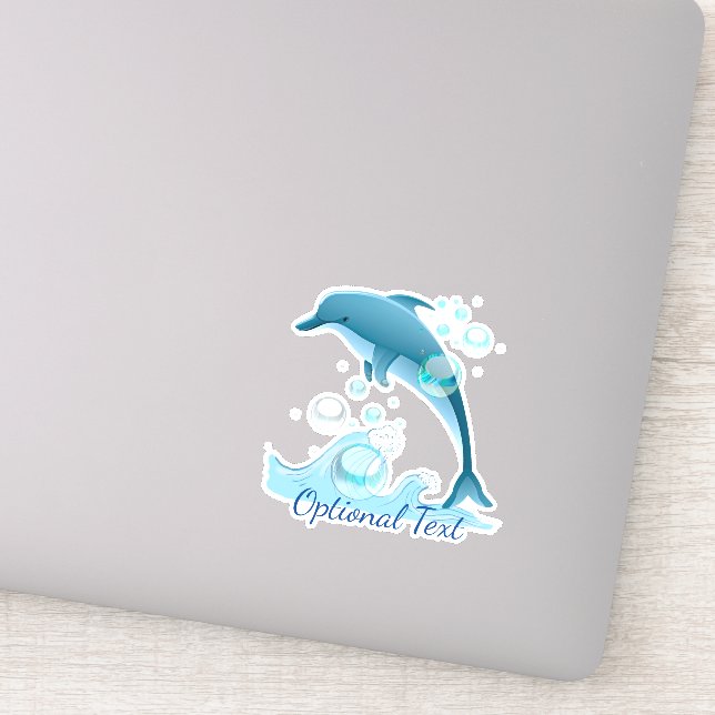 Sticker Joyeux dauphin de saut avec des bulles (Détail)
