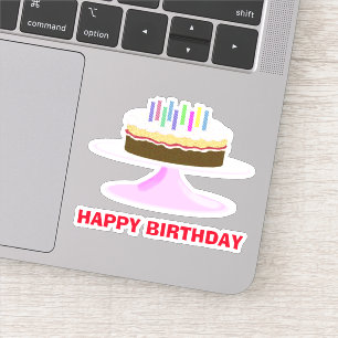 Sticker Joyeux gâteau d'anniversaire et bougies