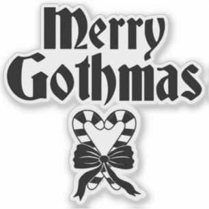 Sticker Joyeux Gothmas Cœur de Canne à Sucre Noir et Blanc